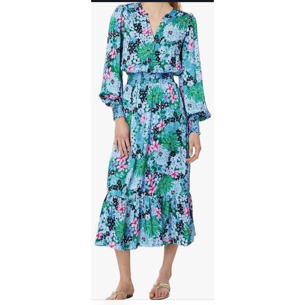 NWT Lilly Pulitzer Loubella Long Sleeve Midi Dress Soirée All Day Womens 00